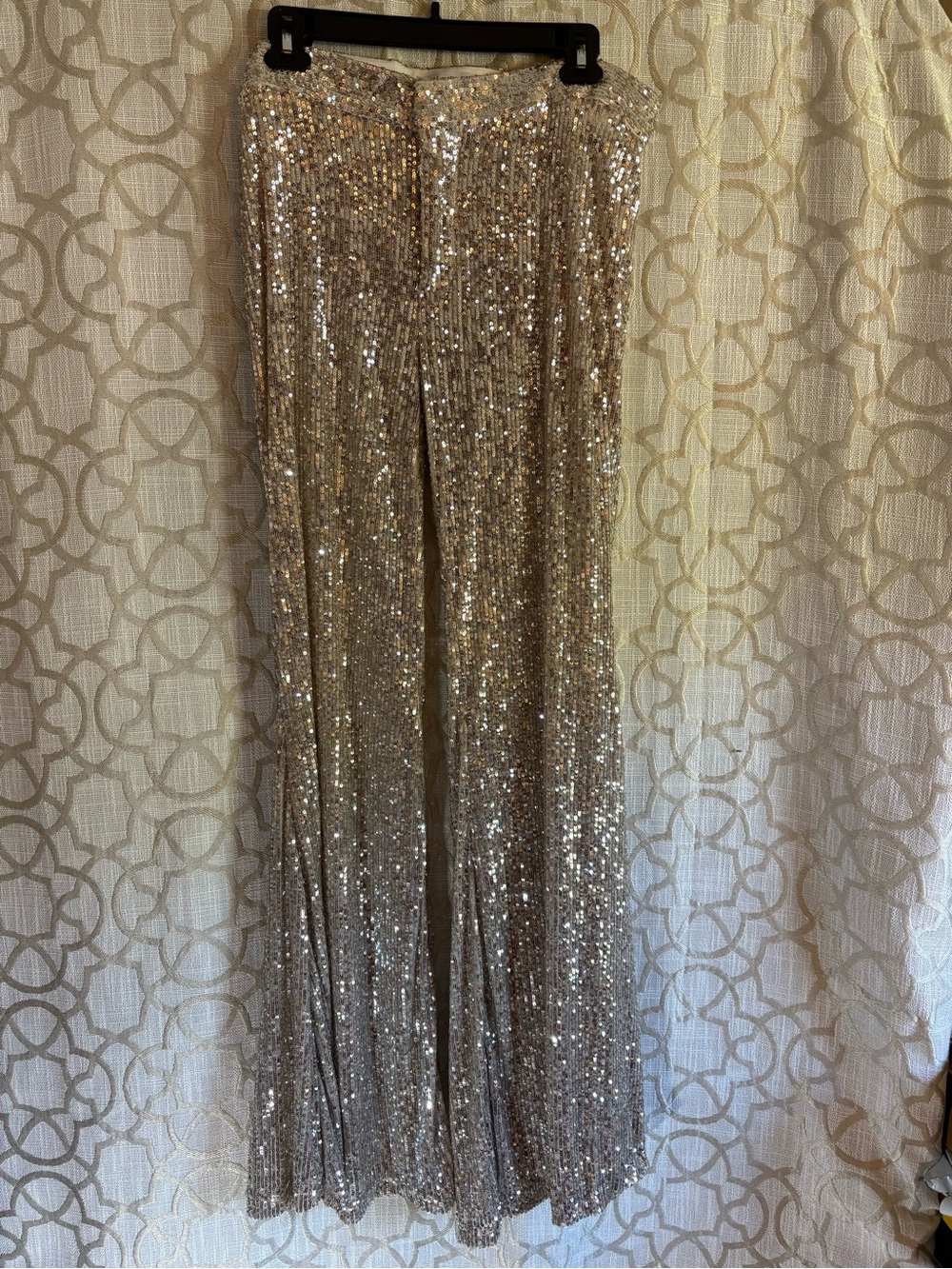 Zara Silver Sequin Flare Pants